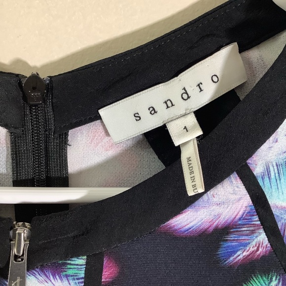 Sandro Multi-colored Trippy Palm Tree Leaf Print Sleeveleless Mini Dress - Picture 7 of 11